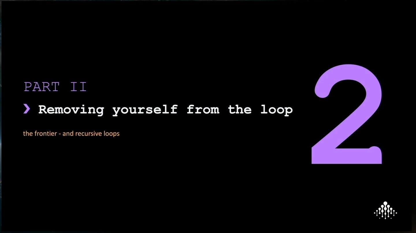 Part II title slide introduces the frontier and recursive loops.