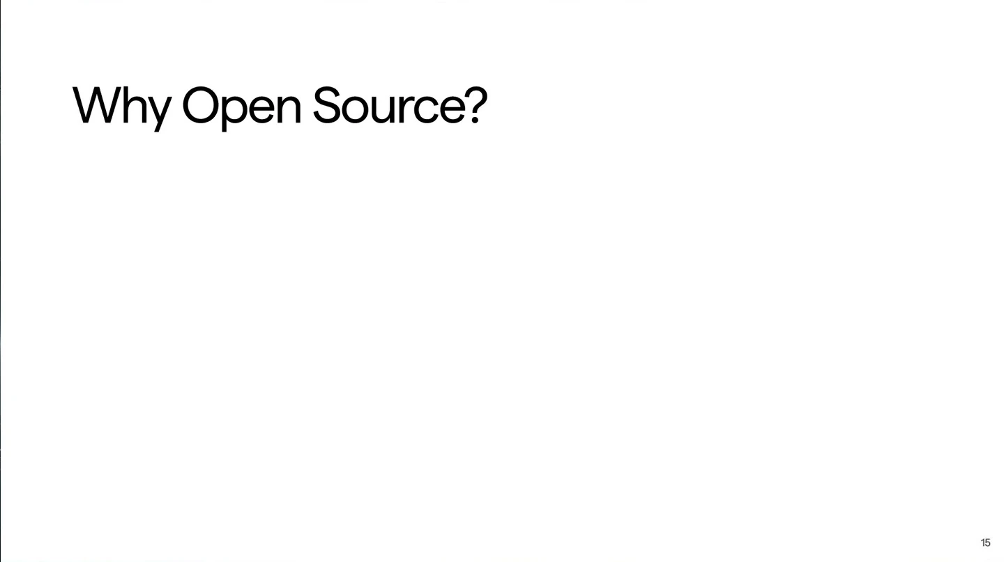 Slide asks, “Why Open Source?”