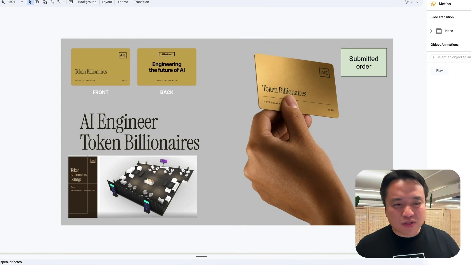 Token Billionaires card designs and a lounge rendering shown again.