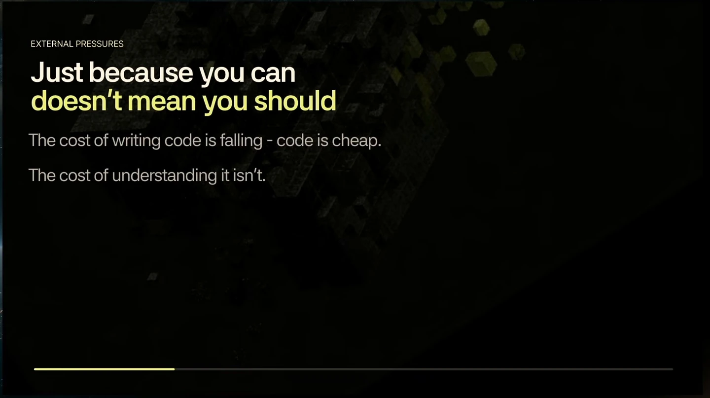 Writing code is becoming cheaper, but understanding it is not.