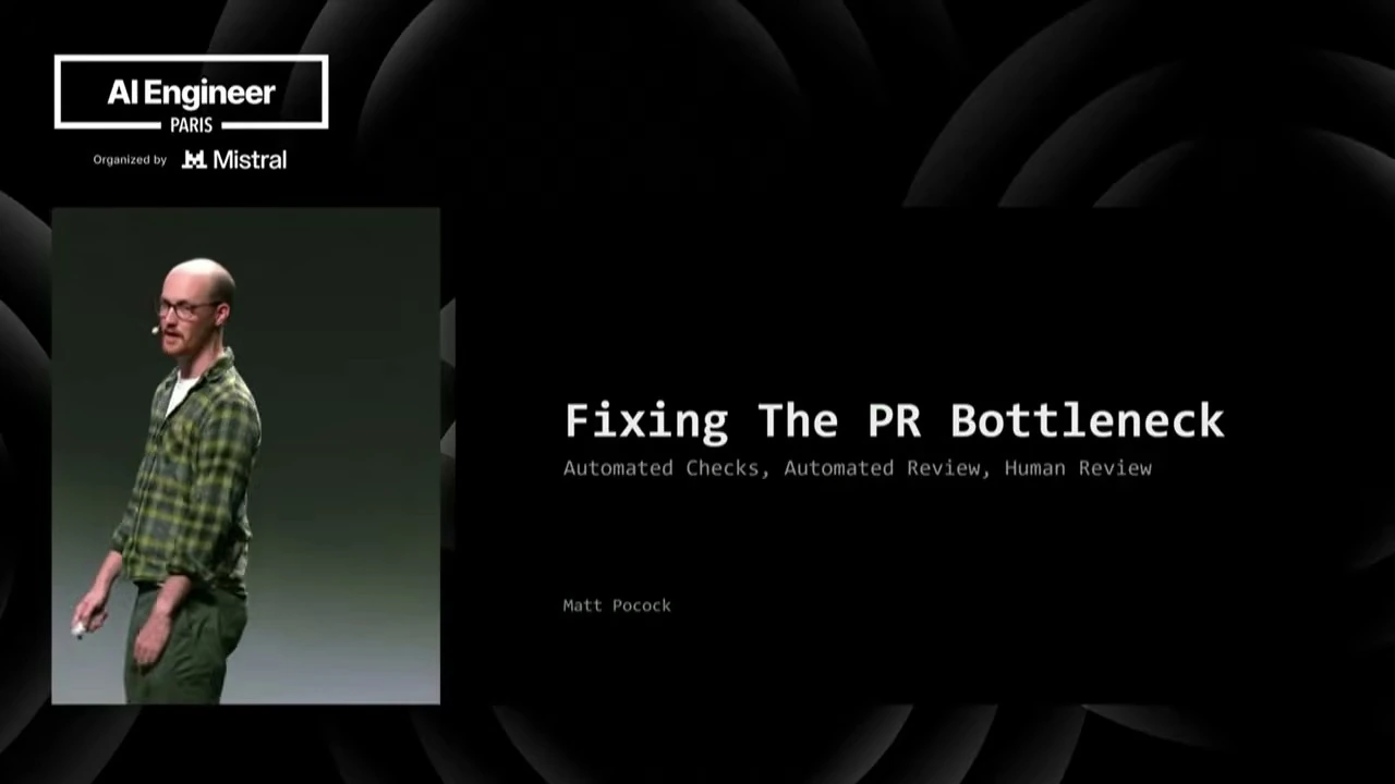 Title slide for Matt Pocock’s talk on automated checks, automated review, and human review.