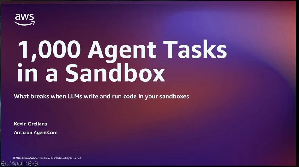 Title slide for Kevin Orellana’s talk on testing sandbox-hosted agent tasks.