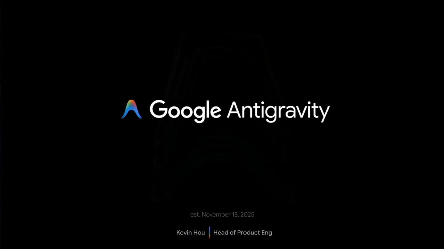 Google Antigravity logo with its establishment date and Kevin Hou’s role.