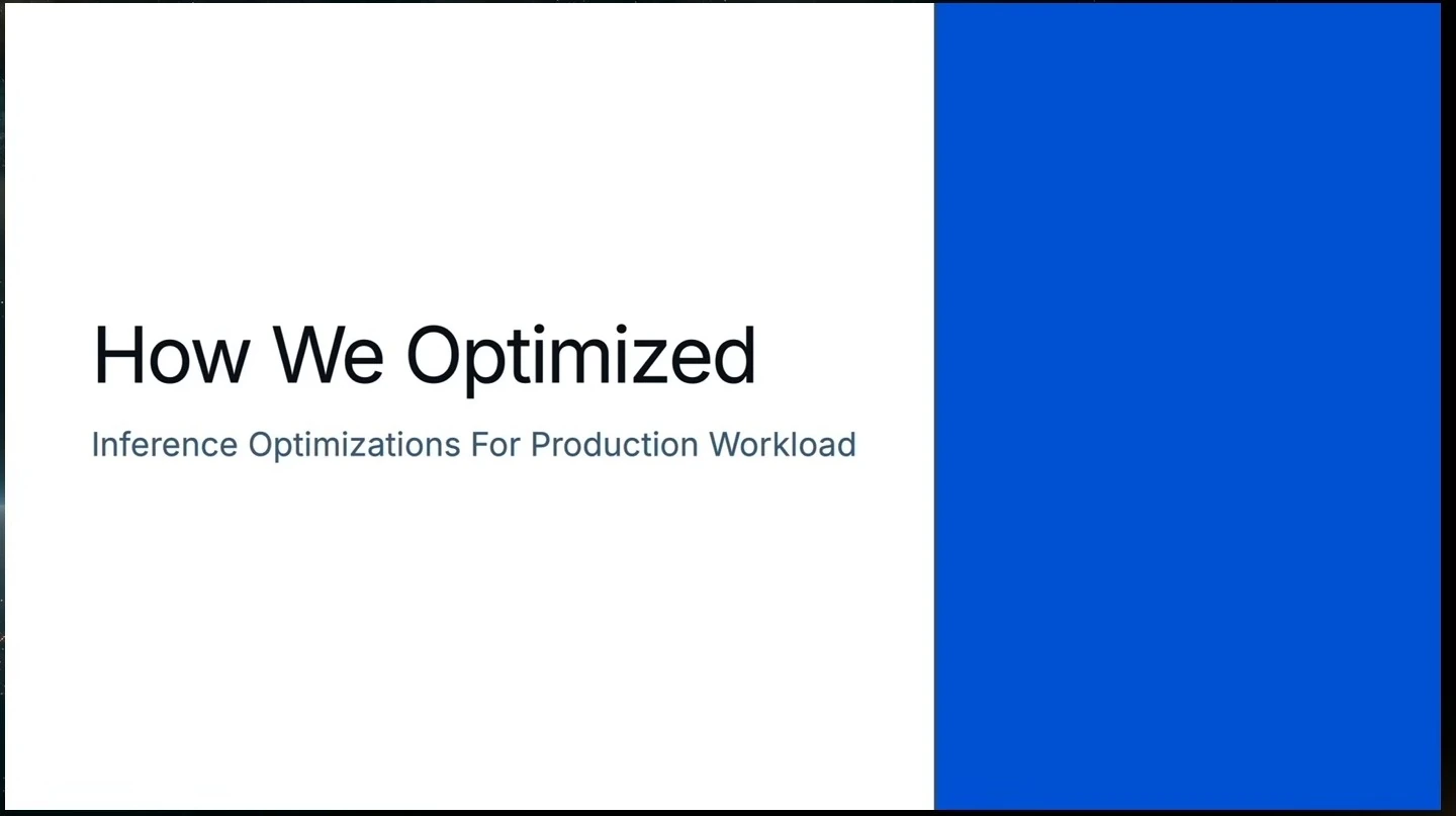 Section title introduces inference optimizations for production workloads.