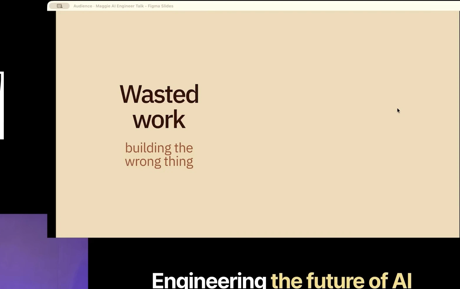The slide defines wasted work as building the wrong thing.