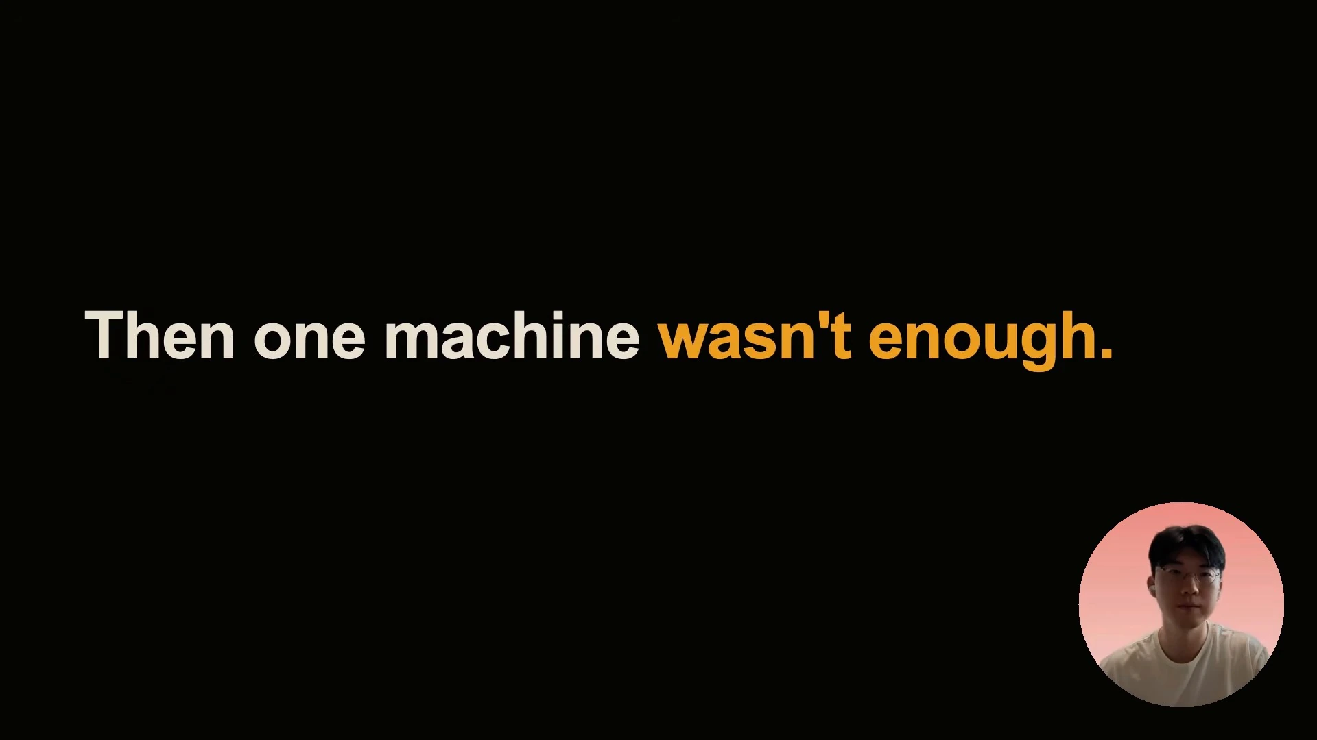 Text states that one machine was no longer enough.