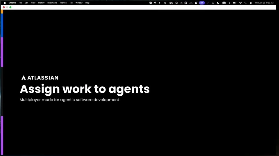 Atlassian title slide introducing assigning work to agents.