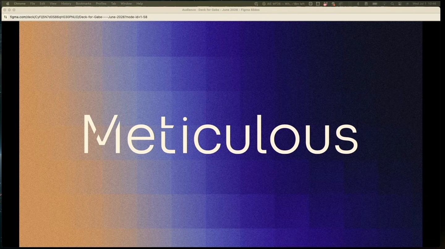 Meticulous wordmark on a peach-to-purple gradient.