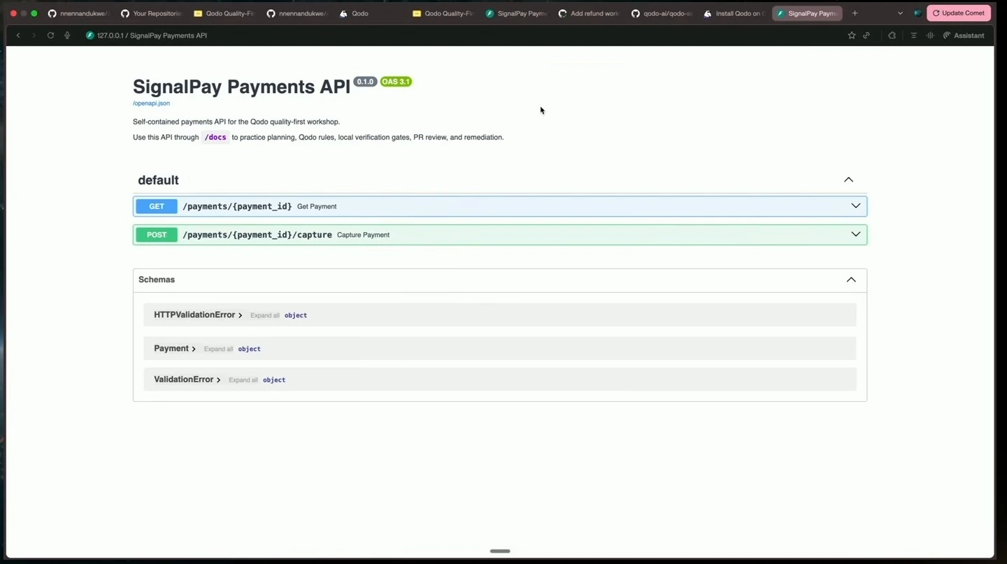API documentation lists payment retrieval and capture endpoints and their schemas.