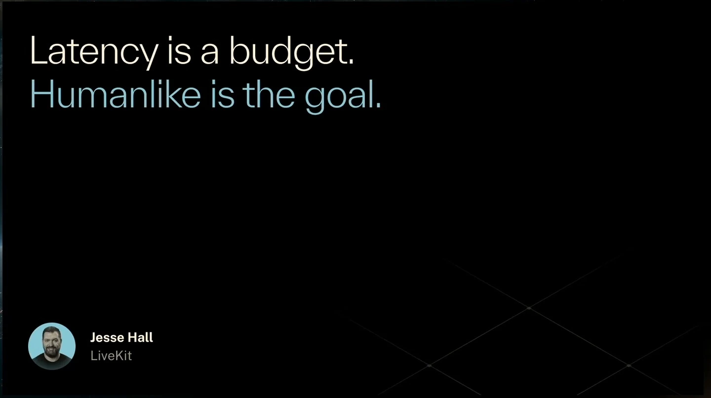 Latency is a budget. Humanlike is the goal. Jesse Hall, LiveKit.