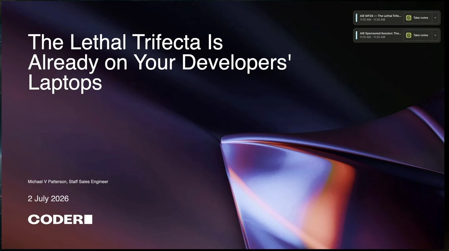 Title slide for Michael Patterson’s Coder presentation, dated 2 July 2026.