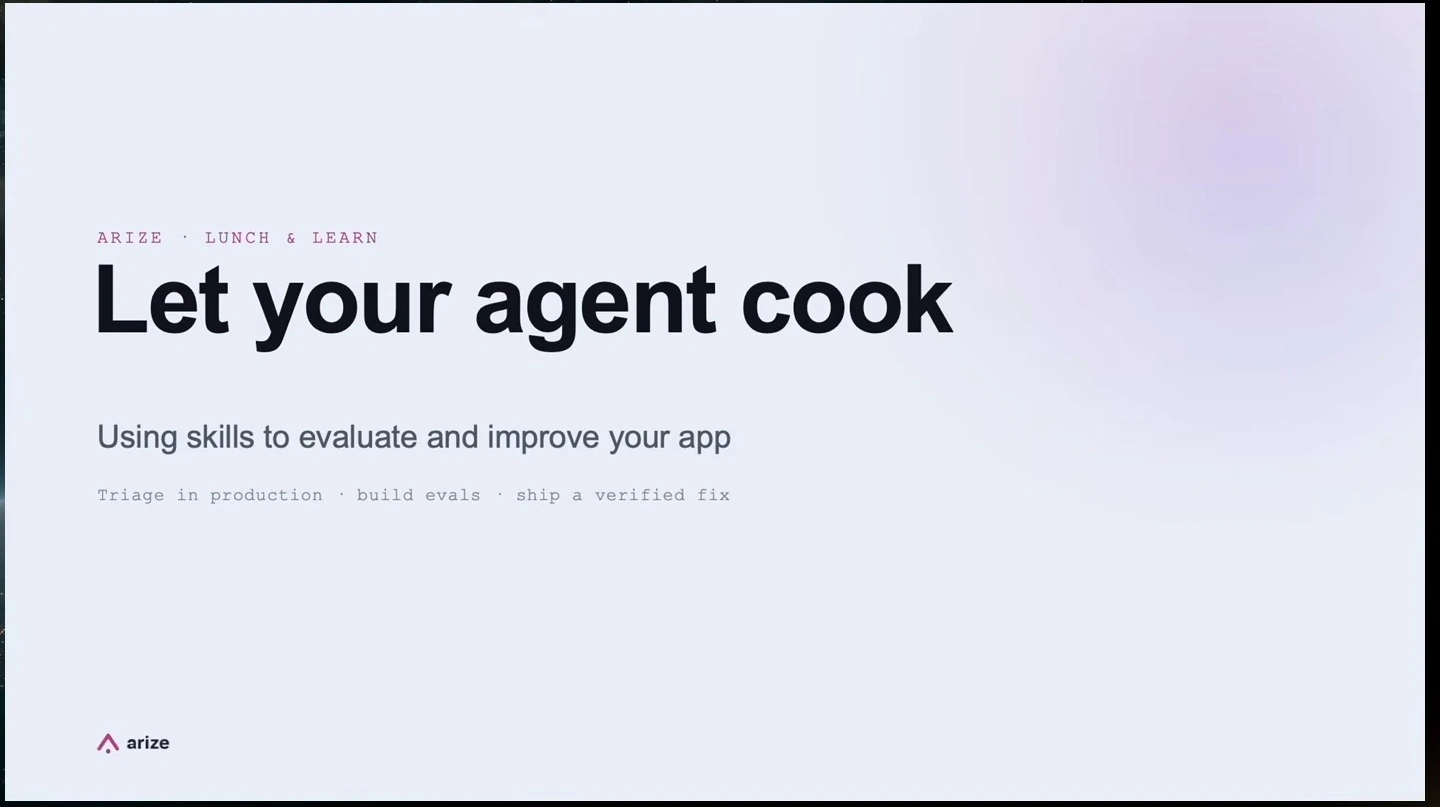 Title slide introducing the use of skills to evaluate and improve an app.