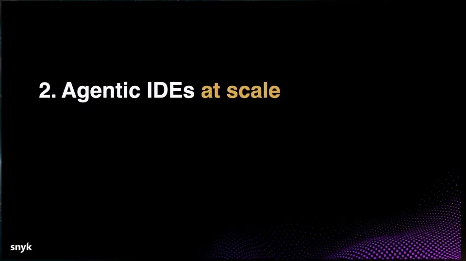 Slide reads: Agentic IDEs at scale.