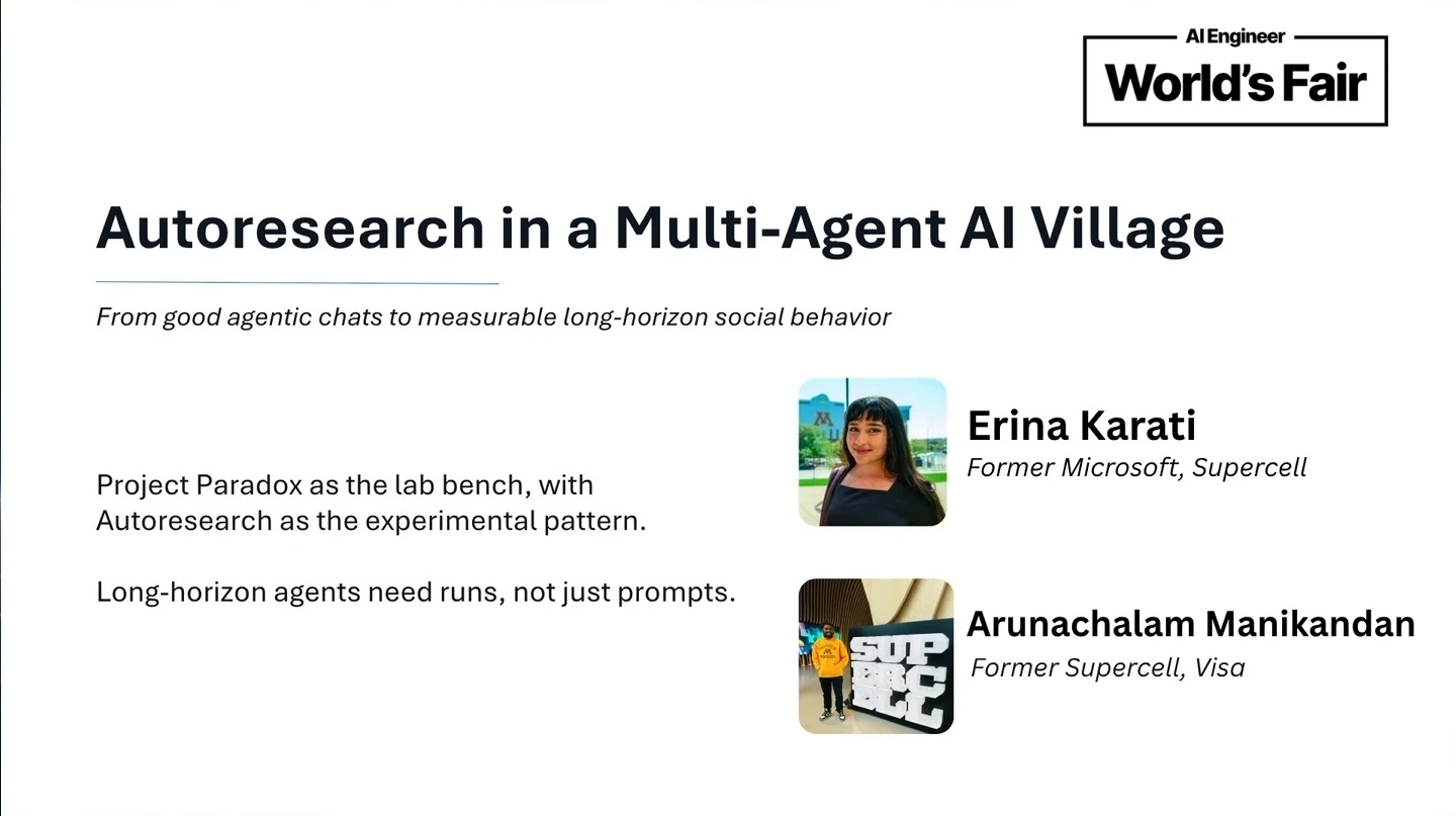 Title slide introducing the talk and speakers Erina Karati and Arunachalam Manikandan.