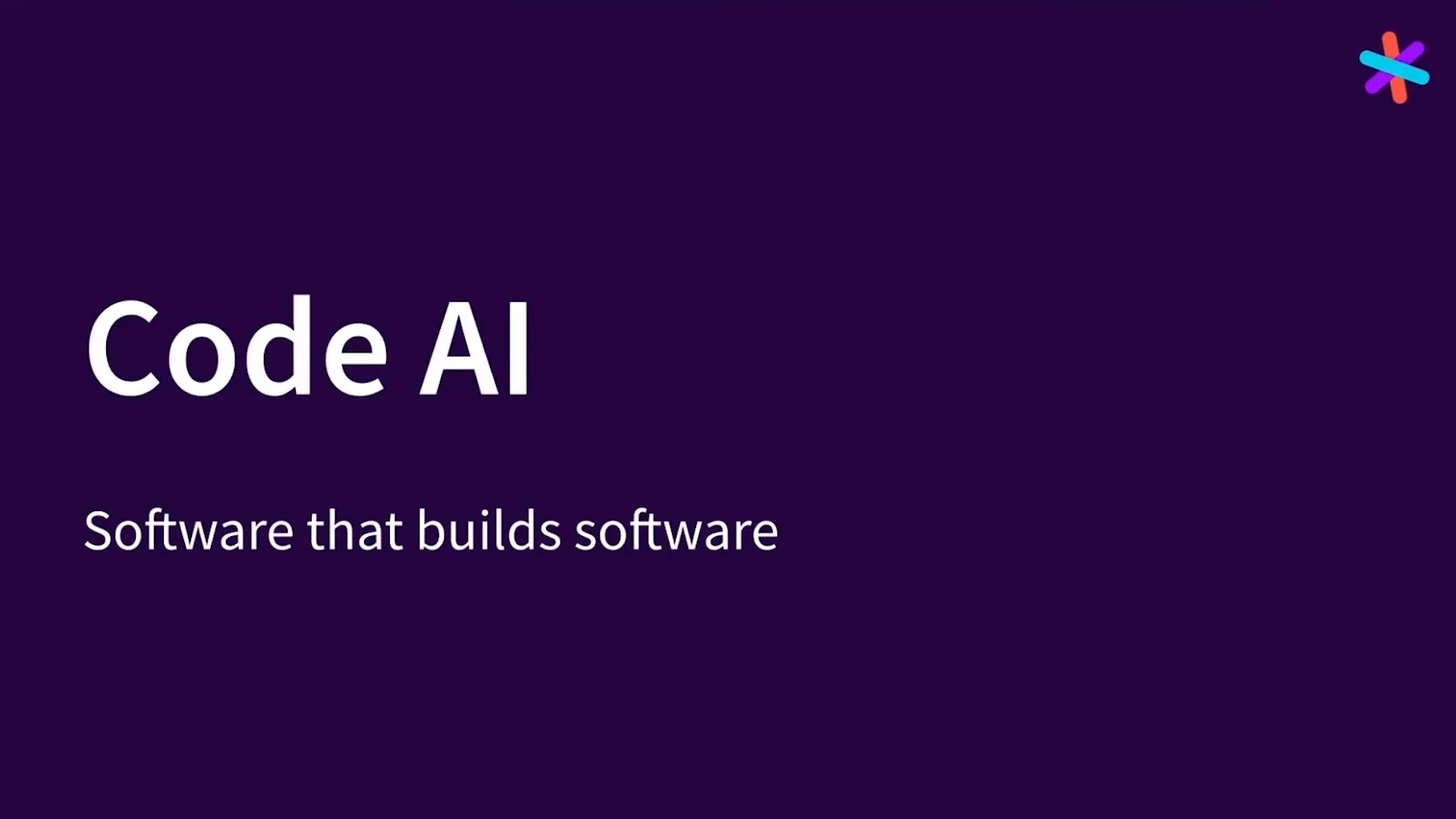 Code AI is described as software that builds software.