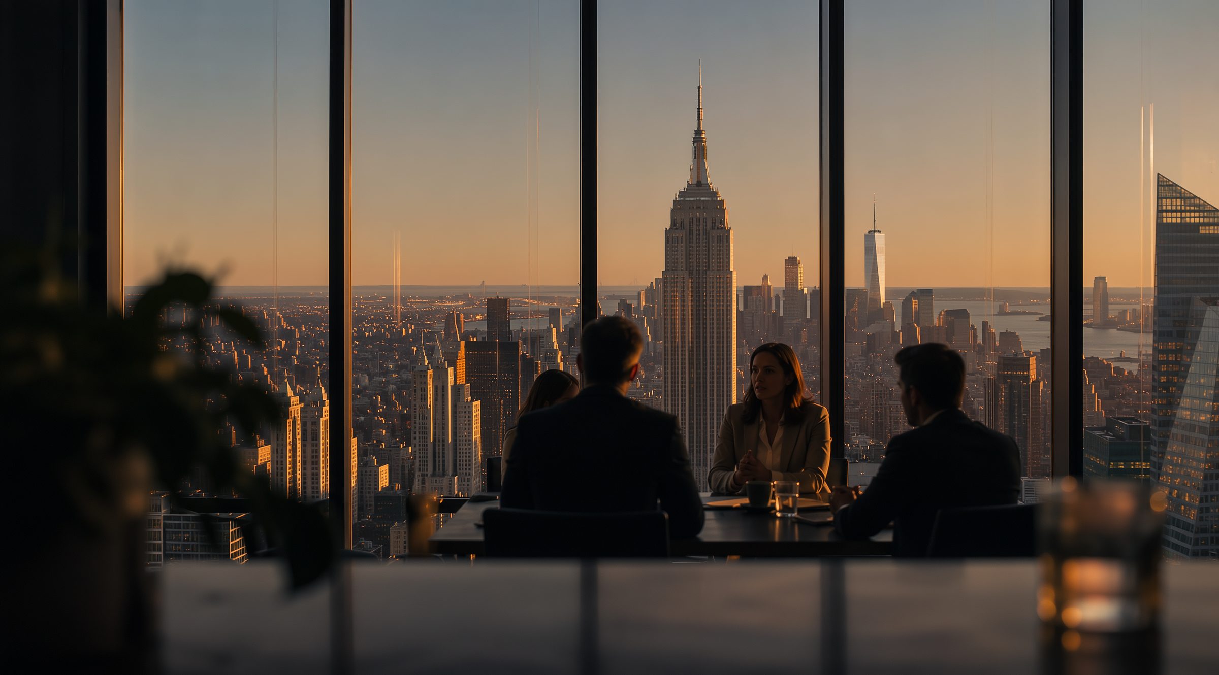 Manhattan skyline from a Midtown office