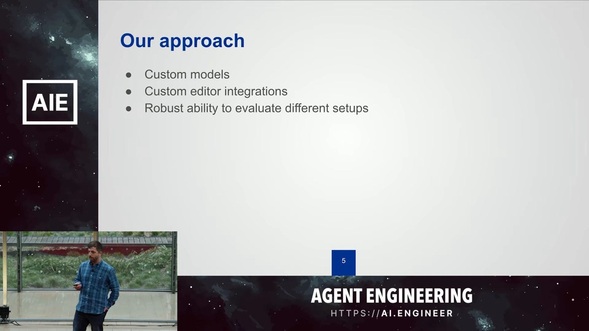 Slide listing custom models, editor integrations, and evaluation of different setups.