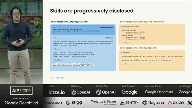 Selected presentation frame from Don't Build Agents, Build Skills Instead – Barry Zhang & Mahesh Murag, Anthropic at 292 seconds