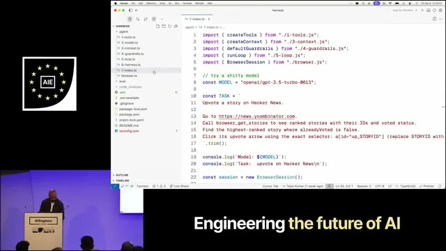 Selected presentation frame from Harnesses in AI: A Deep Dive — Tejas Kumar, IBM at 629 seconds