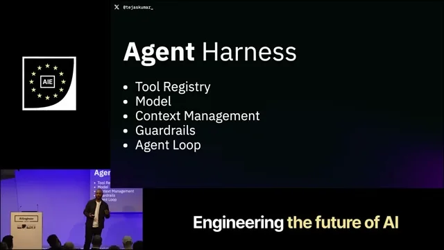 Selected presentation frame from Harnesses in AI: A Deep Dive — Tejas Kumar, IBM at 321 seconds