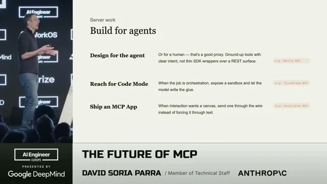 Selected presentation frame from The Future of MCP — David Soria Parra, Anthropic at 786 seconds