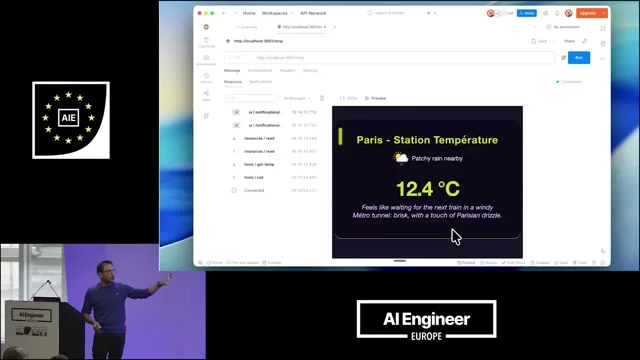 Selected presentation frame from Beyond Components: Designing Generative UI for MCP Apps — Ruben Casas, Postman at 671 seconds