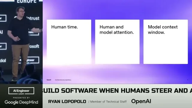 Selected presentation frame from Harness Engineering: How to Build Software When Humans Steer, Agents Execute — Ryan Lopopolo, OpenAI at 385 seconds