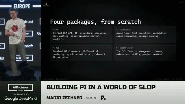 Selected presentation frame from Building pi in a World of Slop — Mario Zechner at 364 seconds