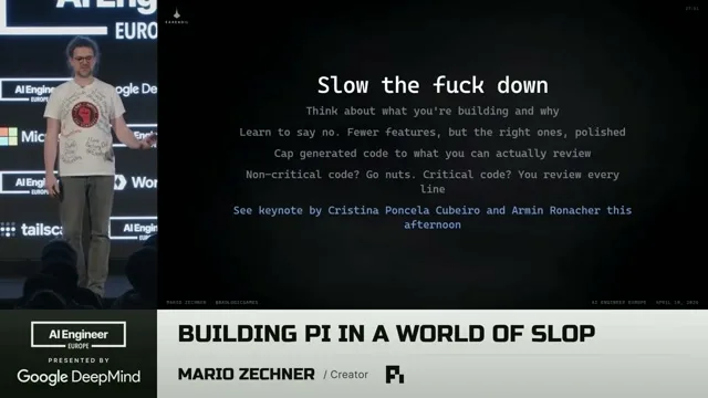 Selected presentation frame from Building pi in a World of Slop — Mario Zechner at 1050 seconds